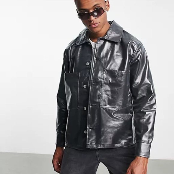 Weekday Other - NEW Weekday bryant coated overshirt in black